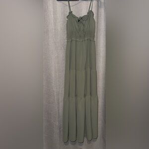 Women's Olive Green Ruffle Dress